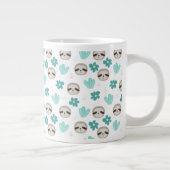 Sweet Sloth Floral Pattern Grote Koffiekop (Rechts)