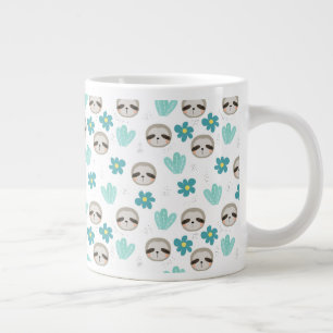 Sweet Sloth Floral Pattern Grote Koffiekop