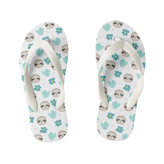 Sweet Sloth Floral Pattern Kinder Teenslippers (Voetbed)