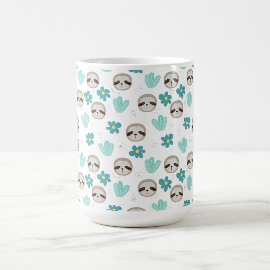 Sweet Sloth Floral Pattern Koffiemok (Center)