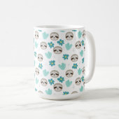 Sweet Sloth Floral Pattern Koffiemok (Voorkant rechts)