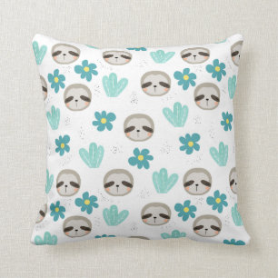 Sweet Sloth Floral Pattern Kussen