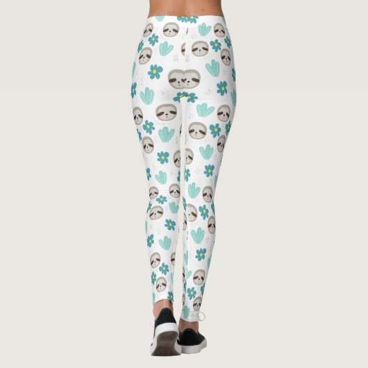 Sweet Sloth Floral Pattern Leggings (Achterkant)