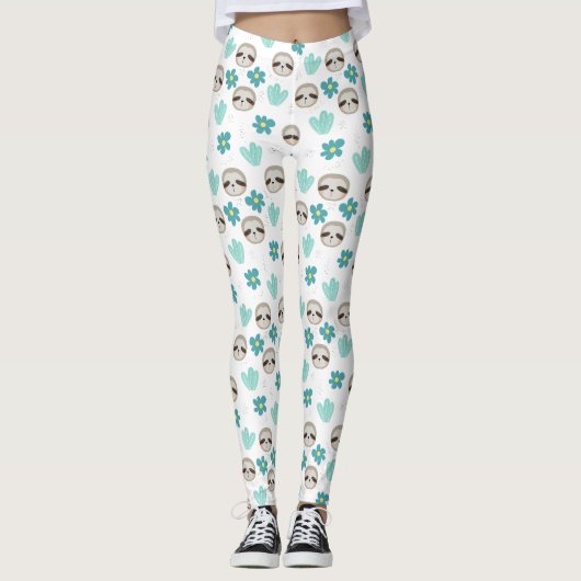 Sweet Sloth Floral Pattern Leggings (Voorkant)