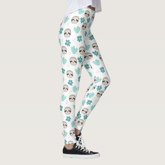 Sweet Sloth Floral Pattern Leggings (Rechts)