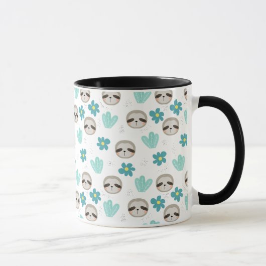 Sweet Sloth Floral Pattern Mok (Rechts)