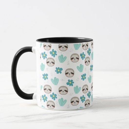 Sweet Sloth Floral Pattern Mok (Links)
