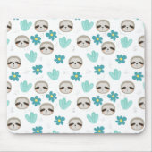 Sweet Sloth Floral Pattern Muismat (Voorkant)
