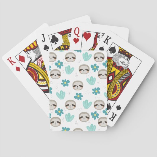 Sweet Sloth Floral Pattern Pokerkaarten (Achterkant)