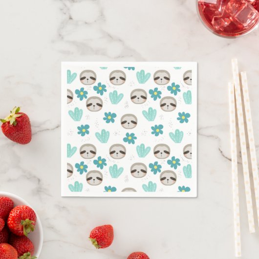 Sweet Sloth Floral Pattern Servet (Insitu)