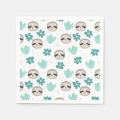 Sweet Sloth Floral Pattern Servet (Voorkant)
