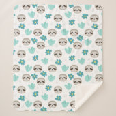 Sweet Sloth Floral Pattern Sherpa Deken (Voorkant)