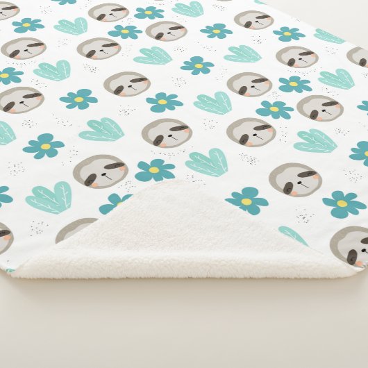 Sweet Sloth Floral Pattern Sherpa Deken (3/4)