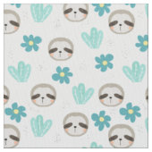 Sweet Sloth Floral Pattern Stof (Close Up)
