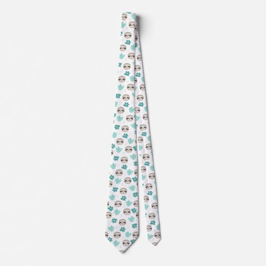 Sweet Sloth Floral Pattern Stropdas (Voorkant)
