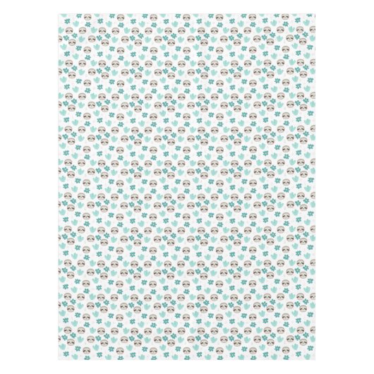Sweet Sloth Floral Pattern Tafelkleed (Voorkant)