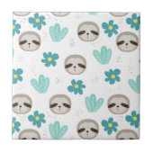 Sweet Sloth Floral Pattern Tegeltje (Voorkant)