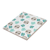 Sweet Sloth Floral Pattern Tegeltje (Zijkant)