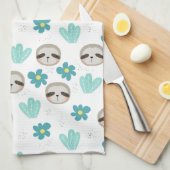 Sweet Sloth Floral Pattern Theedoek (Quarter Fold)