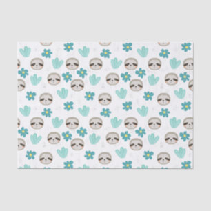 Sweet Sloth Floral Pattern Tissuepapier