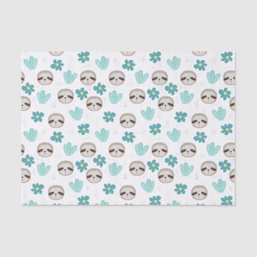 Sweet Sloth Floral Pattern Tissuepapier (Voorkant)