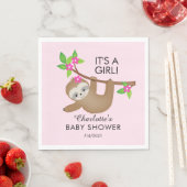 Sweet Sloth Het is een meisje Baby shower papieren Servet (Insitu)