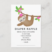 Sweet Sloth Meisjes Baby shower Luier Raffle Informatiekaartje (Voorkant)