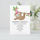 Sweet Sloth Meisjes Baby shower Luier Raffle Informatiekaartje (Staand voorkant)