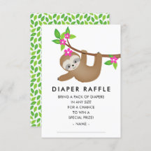 Sweet Sloth Meisjes Baby shower Luier Raffle