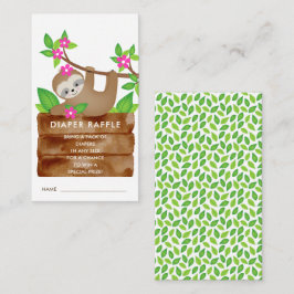 Sweet Sloth Meisjes Baby shower Luier Raffle Informatiekaartje