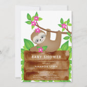Sweet Sloth Meisjes Baby shower Uitnodiging (Voorkant)