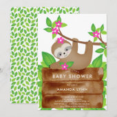 Sweet Sloth Meisjes Baby shower Uitnodiging (Voorkant / Achterkant)