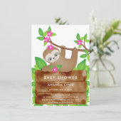 Sweet Sloth Meisjes Baby shower Uitnodiging (Staand voorkant)