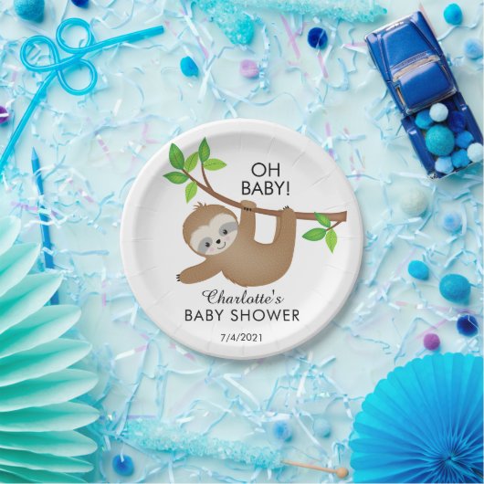 Sweet Sloth OH BABY Baby shower 7" Bord (Feest)