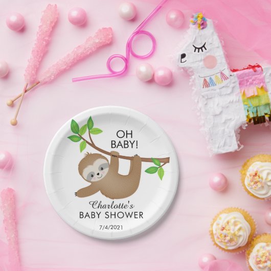 Sweet Sloth OH BABY Baby shower 7" Bord (Feest)