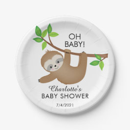 Sweet Sloth OH BABY Baby shower 7" Bord