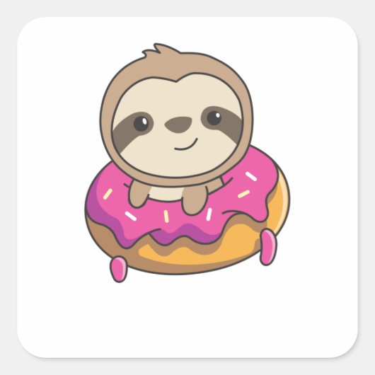 Sweet Sluth Funny Animals in Donut Faults Vierkante Sticker (Voorkant)