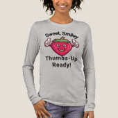 Sweet Smiley Strawberry Thumbs-Up T-shirt met lang (Voorkant)
