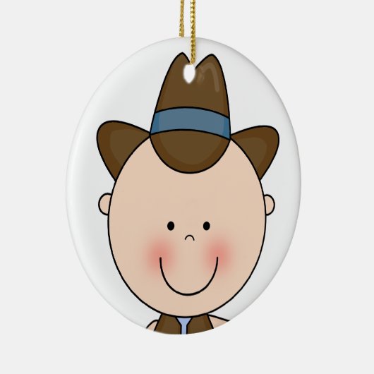 Sweet Smiling Baby Boy Westerne Cowboy Keepomwille Keramisch Ornament (Rechts)