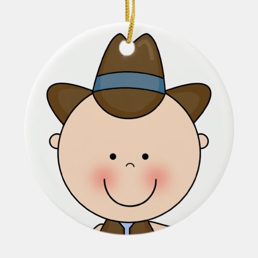 Sweet Smiling Baby Boy Westerne Cowboy Keepomwille Keramisch Ornament (Voorkant)