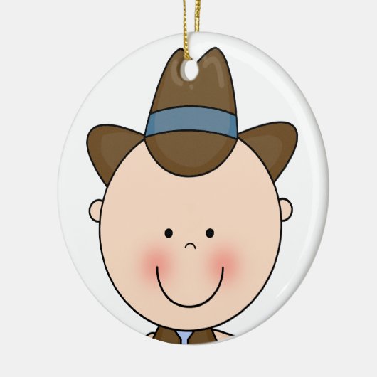 Sweet Smiling Baby Boy Westerne Cowboy Keepomwille Keramisch Ornament (Links)