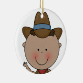 Sweet Smiling Baby Boy Westerne Cowboy Keepomwille Keramisch Ornament (Rechts)