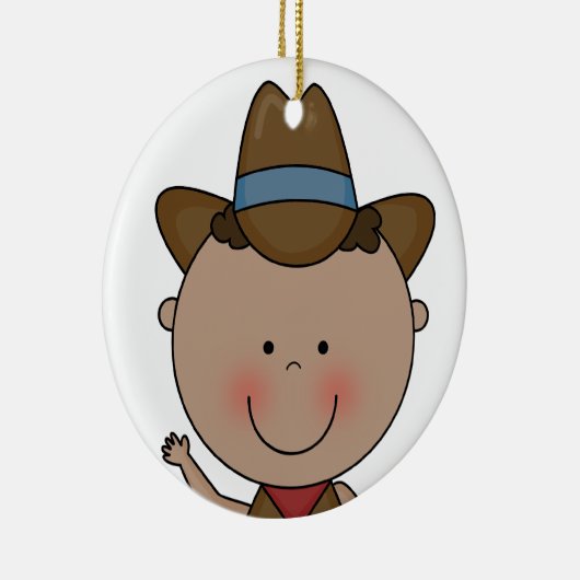 Sweet Smiling Baby Boy Westerne Cowboy Keepomwille Keramisch Ornament (Rechts)