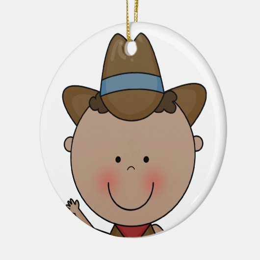 Sweet Smiling Baby Boy Westerne Cowboy Keepomwille Keramisch Ornament (Links)