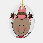 Sweet Smiling Baby Girl Westerne Cowgirl Keepomwil Keramisch Ornament (Rechts)