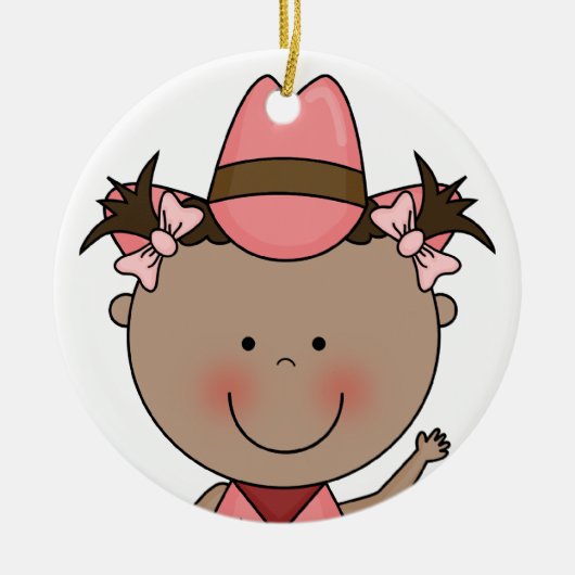 Sweet Smiling Baby Girl Westerne Cowgirl Keepomwil Keramisch Ornament (Voorkant)