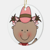 Sweet Smiling Baby Girl Westerne Cowgirl Keepomwil Keramisch Ornament (Links)