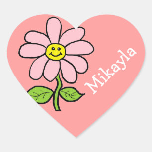 Sweet Smiling Daisy Hart Sticker