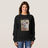Sweet Smiling White Reindeer Dog Kerstmis Trui (Voorkant volledig)