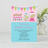 Sweet Snoep Bash Girl Birthday Party Invitation Kaart (Staand voorkant)